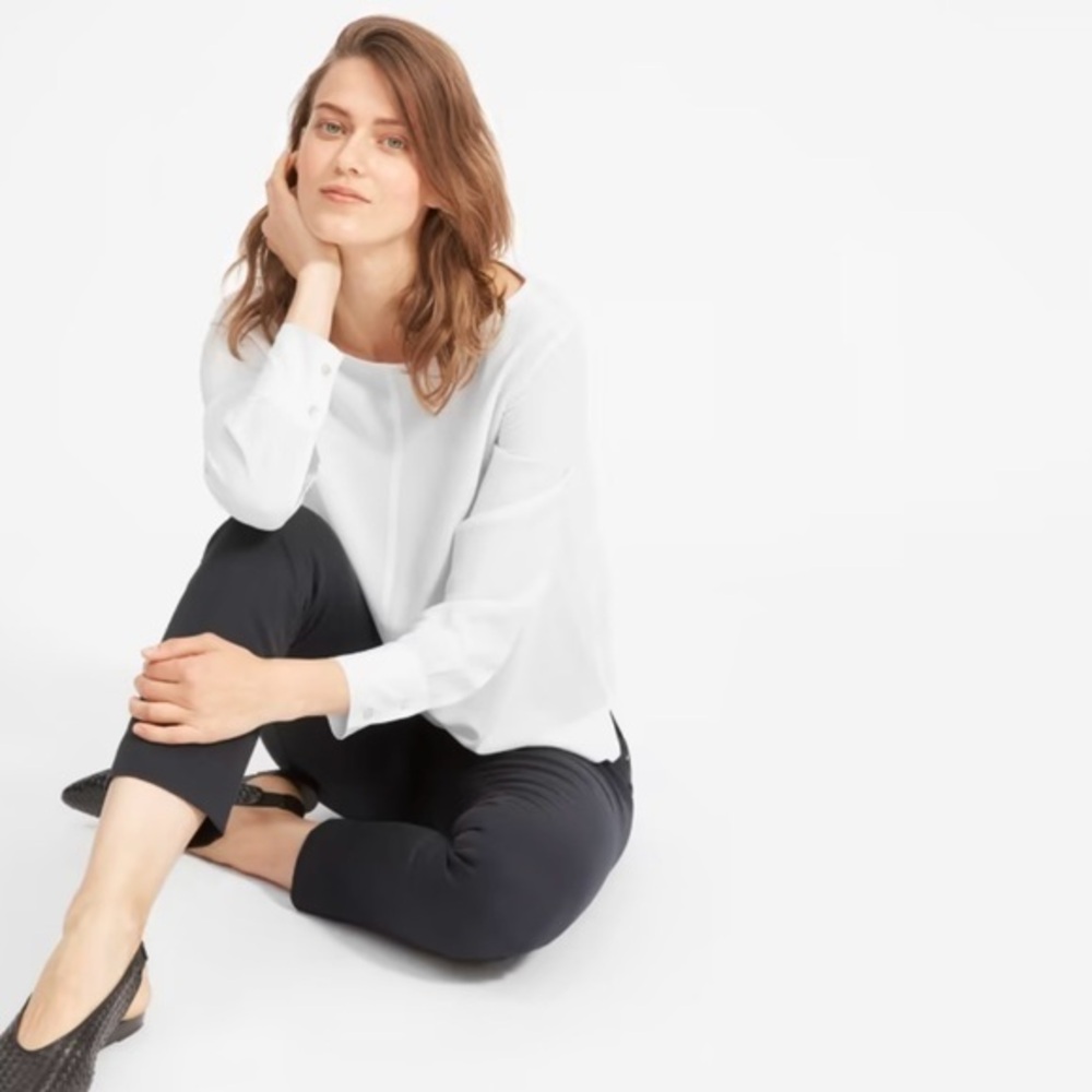NWT EVERLANE The Clean Silk Boatneck Blouse 4